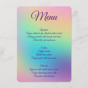 Menu Joli Pastel Rainbow Mariage dégradé
