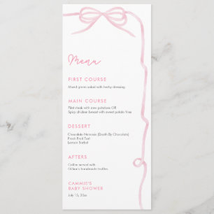 Menu Jolie Fête de Bébé Fille Arc-en-Ciel Rose