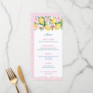 Menu Jolie Fête de Mariage Rose et Blanc Citrus