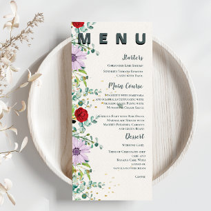 Menu Jolie Fleur sauvage Watercolor Floral Wedding Part