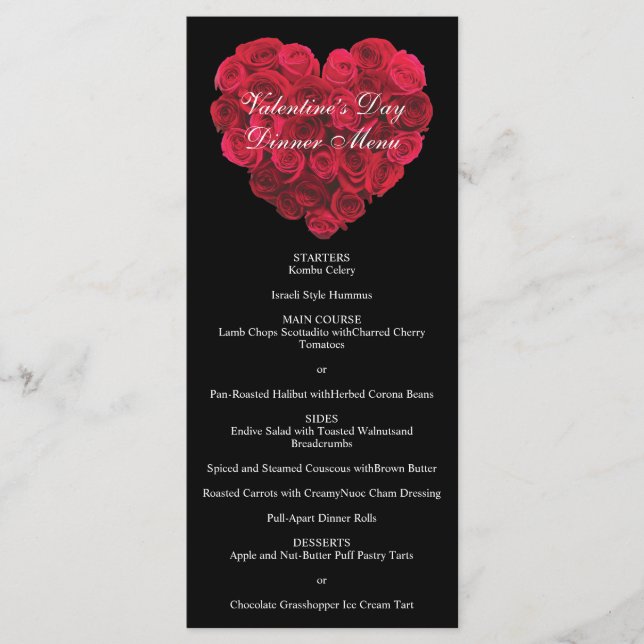Menu Jour des Valentines de l'engagement du coeur de Ro (Devant)