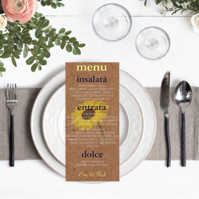 Menu Kraft Automne Mariée Sunflower Douche Party (Créateur téléchargé)