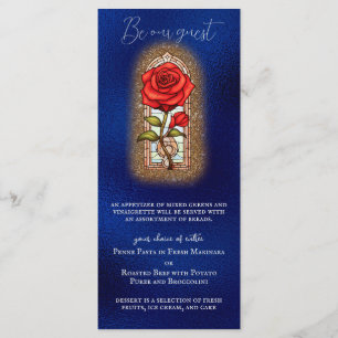 Menu La beauté et la beauté de la bête Rose sur le bleu