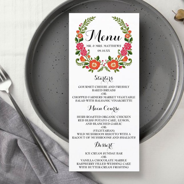 Menu La collection de Mariages d'été de Bohême (Créateur téléchargé)