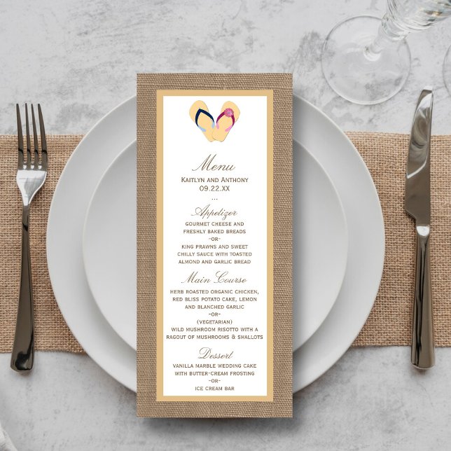 Menu La collection de Mariages Flip Flop Sand Beach Bur (Créateur téléchargé)