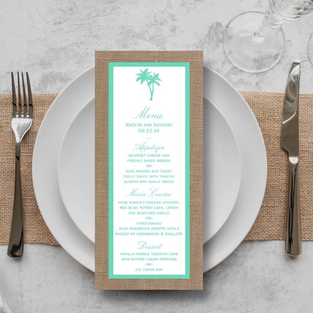 Menu La collection Tropical Palm Tree Beach Wedding (Créateur téléchargé)