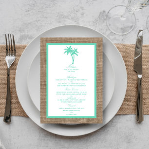 Menu La collection Tropical Palm Tree Beach Wedding