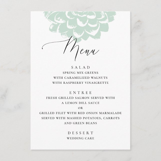 Menu La menthe est succulente. Mariage de cactus floral (Devant)