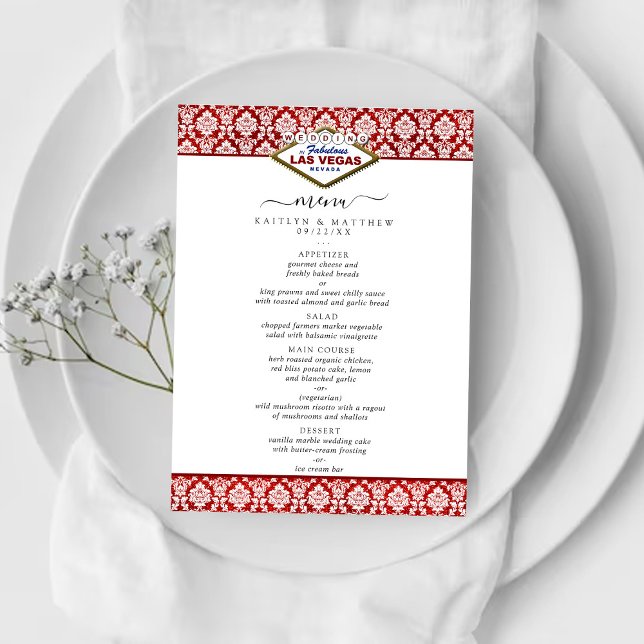 Menu La Parties scintillant Damask Las Vegas Mariage Co (Créateur téléchargé)