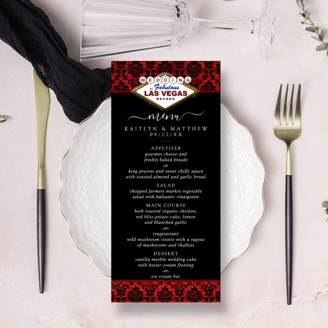 Menu La Parties scintillant Damask Las Vegas Mariage Co (Créateur téléchargé)