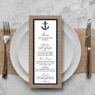 Menu L'Ancre De La Marine Sur La Collection De Mariages