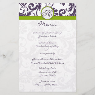 Menu Lapis Purple et Apple Green Mariage damassé