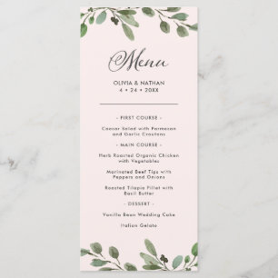Menu Le feuillage minimaliste   rougissent mariage rose
