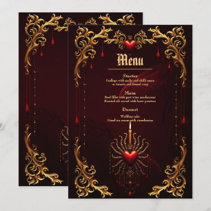 Menu Le magnifique art de l'élégance gothique.