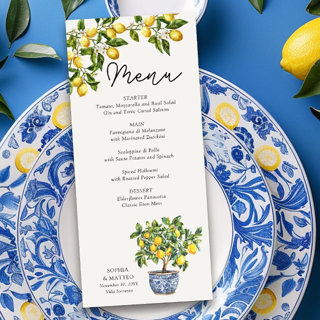 Menu Lemon Grove Rustique Italien thème Mariage (Wedding Menu from the Lemon Grove Wedding Collection by Darling & May)