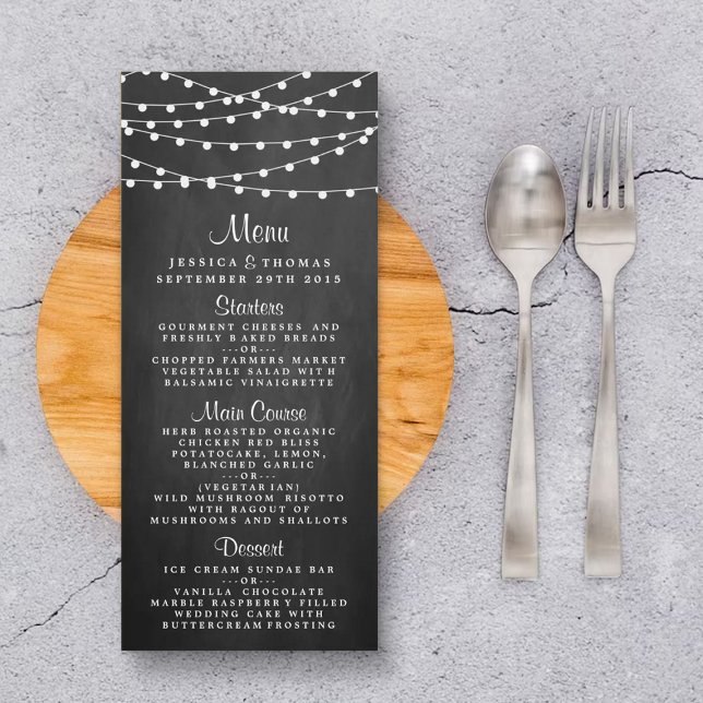 Menu Les Lumières De Chaîne Sur La Collection De Mariag (Créateur téléchargé)