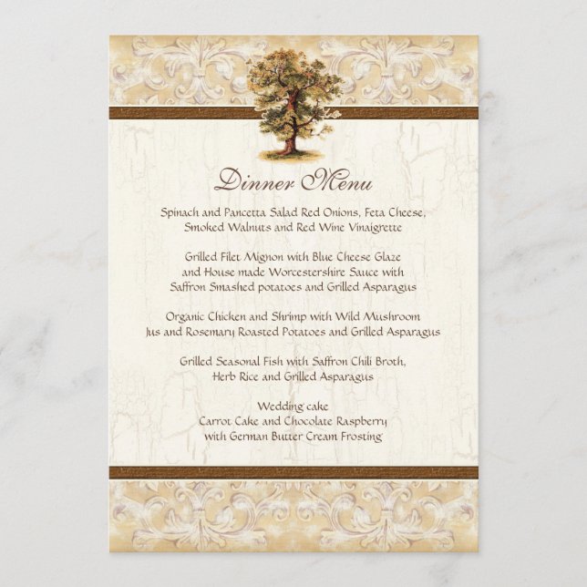 Menu Les racines d'arbre de remous Antiqued le mariage (Devant)