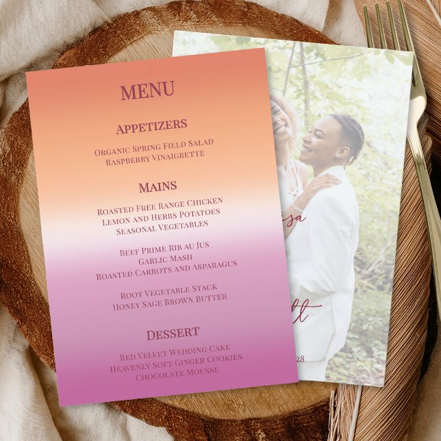 Menu Lesbian Wedding Photo Pride Flag Gradient (Créateur téléchargé)
