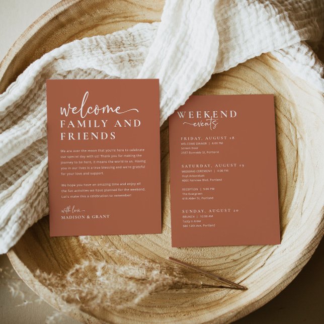 Menu Lettre de bienvenue du Mariage Boho Timeline Card (Créateur téléchargé)