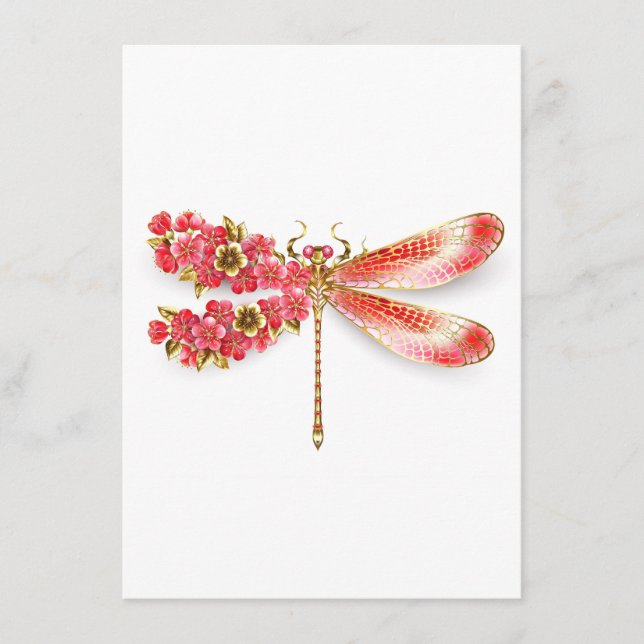 Menu libellule de fleurs avec sakura de bijoux (Devant)