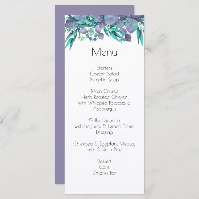 Menu Lilac & Mariage vert clair (Devant / Derrière)