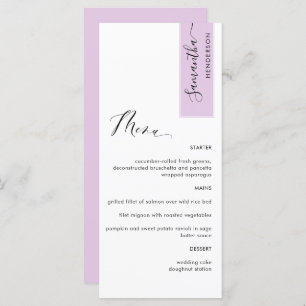 Menu Lilac Pink Personnalisé avec nom d'hôte Élégant
