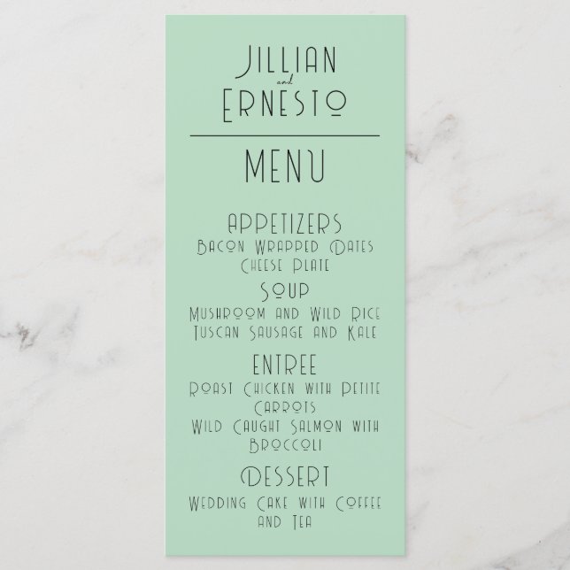 Menu Lily de Vallée avec des fougères || Vert doux (Devant)