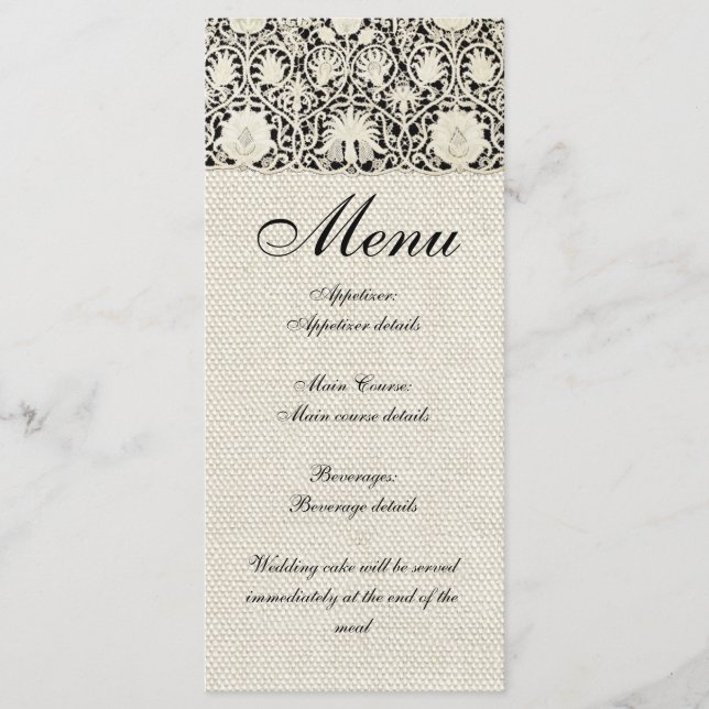 Menu Linge de dentelle mariage blanc classique jolie (Devant)