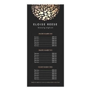 Menu Liste de prix Black Circlé Chic Or Moderne