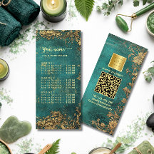 Liste de prix or vert émeraude vintage