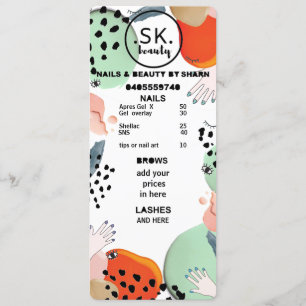 Menu liste des prix de partage