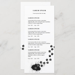 Menu Liste des prix des étapes de la rampe des pattes s