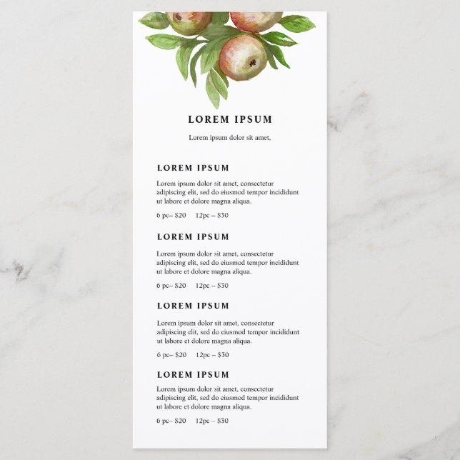 menu liste des prix des pommes aquarelle (Devant)