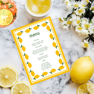 Menu Little Lemons Lemonade Fête des mariées personnali