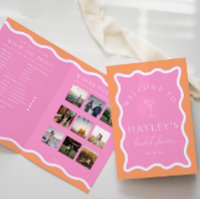 Menu Livret de Jeu de Baby Shower Vague Orange Ros