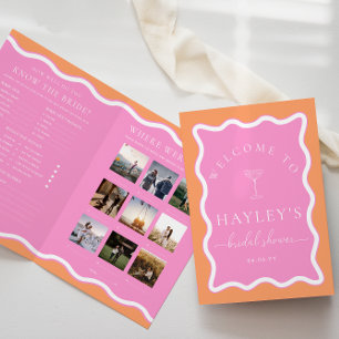 Menu Livret de Jeu de Baby Shower Vague Orange Ros