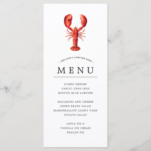 Menu Lobster Bake | Thème Marée Rouge (Devant)