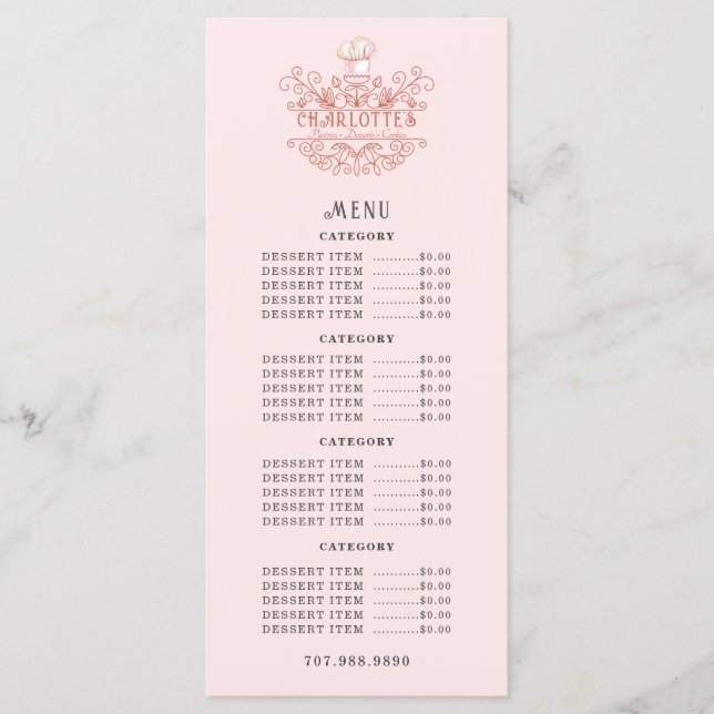Menu Logo Baker Bakery Rose Rose (Devant)