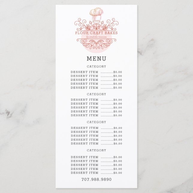 Menu Logo Baker Bakery Rose Rose (Devant)