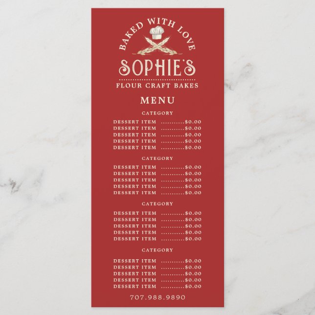 Menu Logo Baker unique boulangerie pâtisserie Chef Red (Devant)