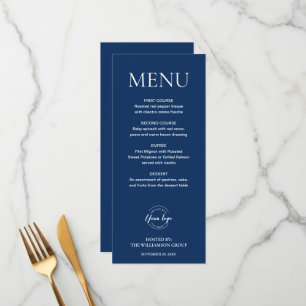 Menu Logo minimaliste et élégant de couleur bleu foncé
