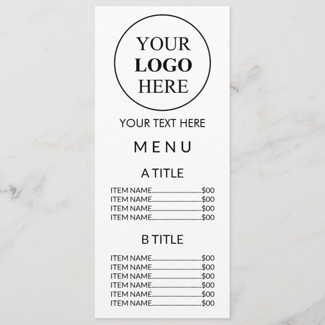 Menu Logo Promotionnel Personnalisé – Aucune Commande M (Devant)