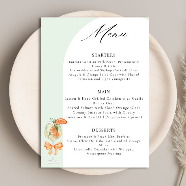 Menu Love At First Spritz Green Arch Bridal Shower (Créateur téléchargé)