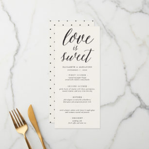 Menu Love Is Sweet Calligraphy Script Mariage classique