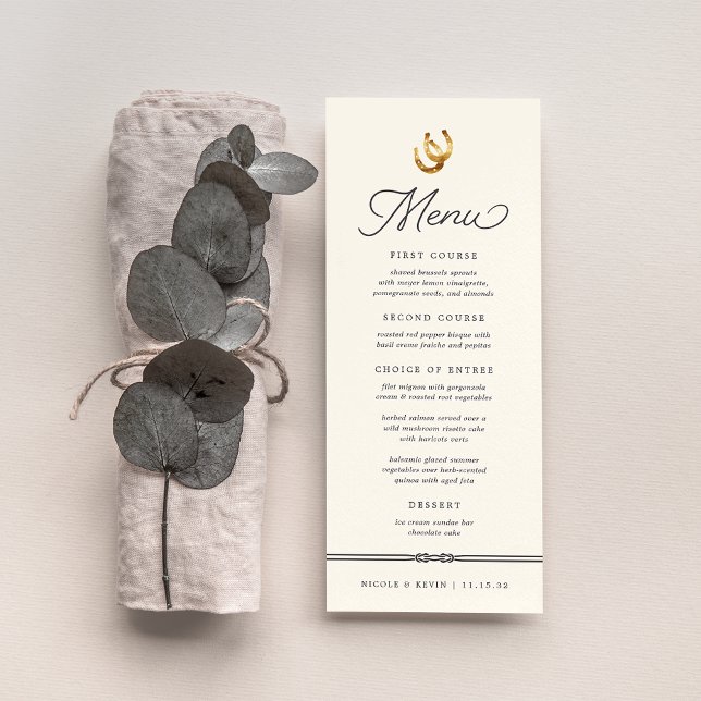 Menu Lucky in Love | Rustic Horseshoes Mariage (Créateur téléchargé)