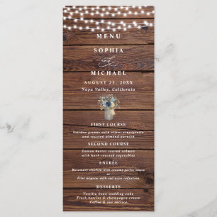 Menu Lumières de Chaîne en Bois Rustique Mariage Pot Ma
