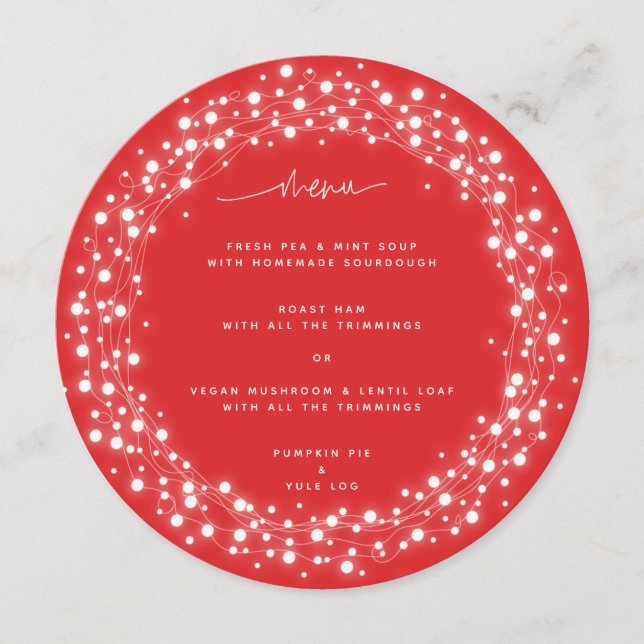 Menu Luminaires rouges rondes pour Noël Dîner (Devant)