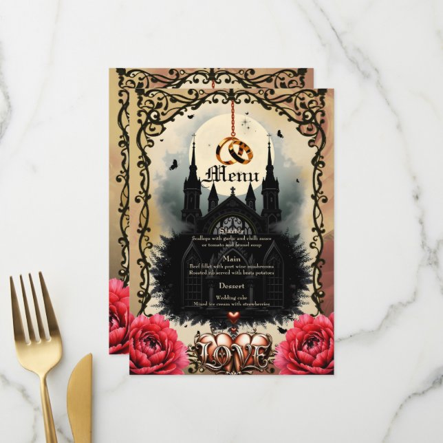 Menu Lune gothique – Amour éternel sous le ciel de minu (Devant/Arrière en situation)