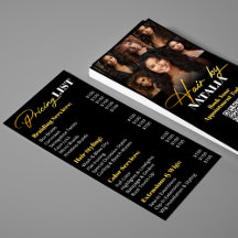 Luxe Black Gold Hair Salon Services Liste de prix