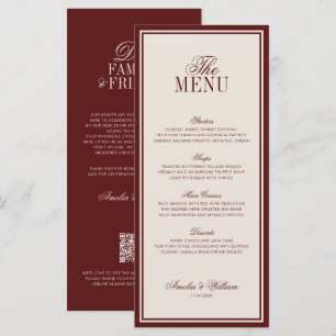 Menu Luxe Classique Vieille Fortune Crème Bourgogne Mar